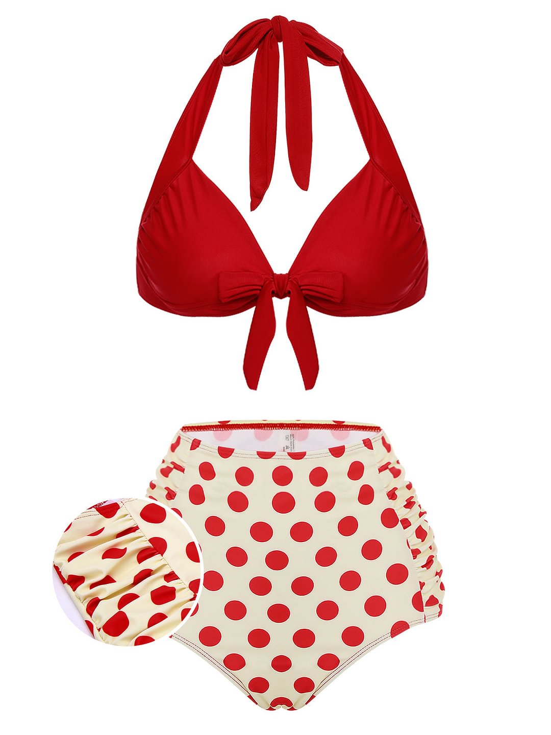 Red Polka Dots Halter Bikini Set