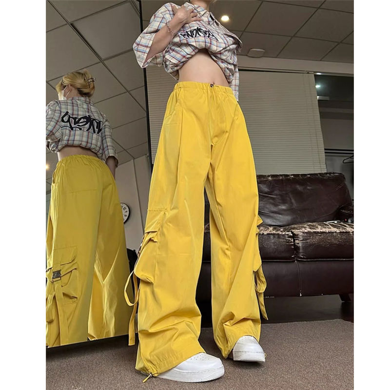 Bonusgig Women Wide-legged Pants Vintage Workwear Pants Baggy Trouser Baggy Trouser Y2k Harajuku High Waisted Streetwear Design Casual