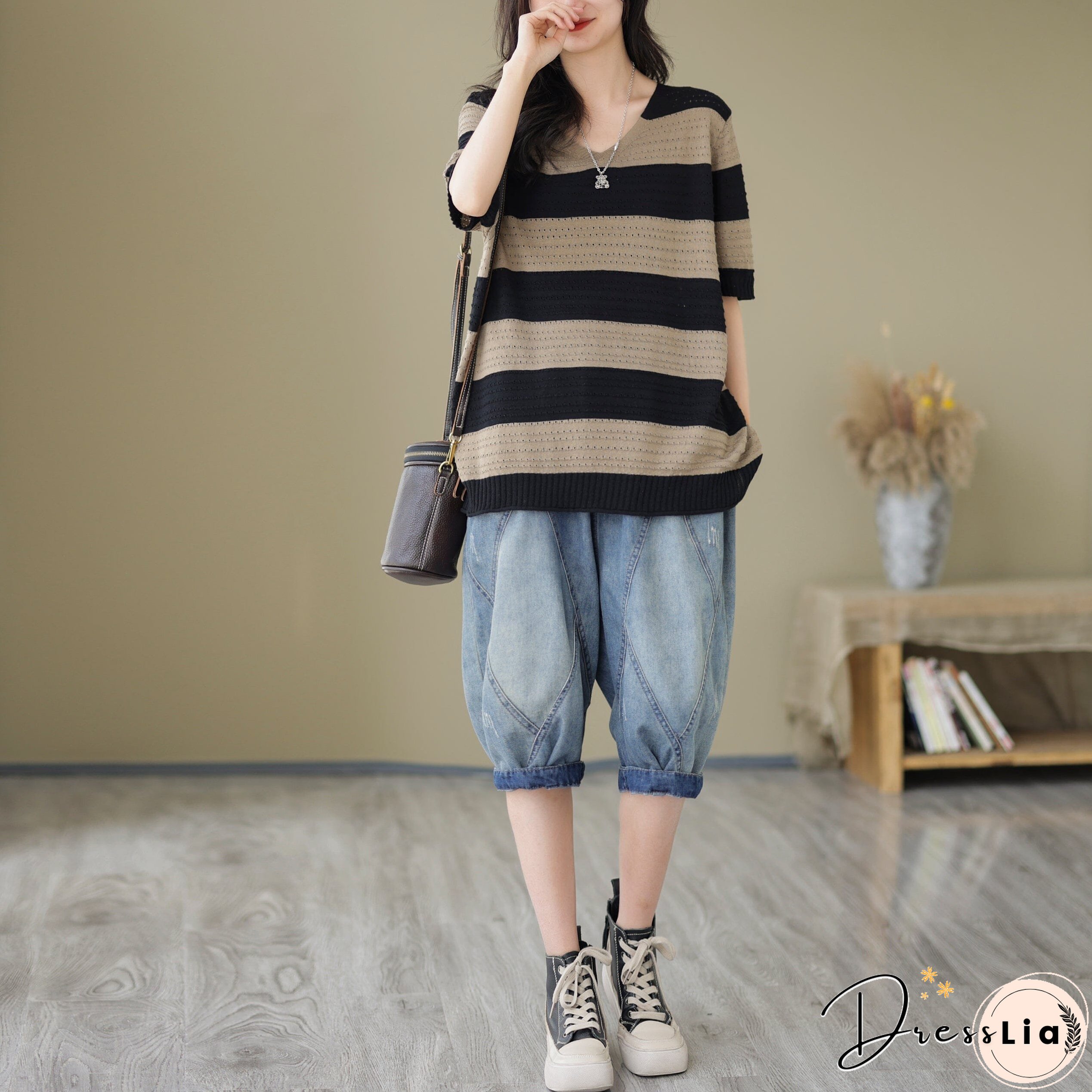 Retro Summer Loose Patchwork Denim Shorts