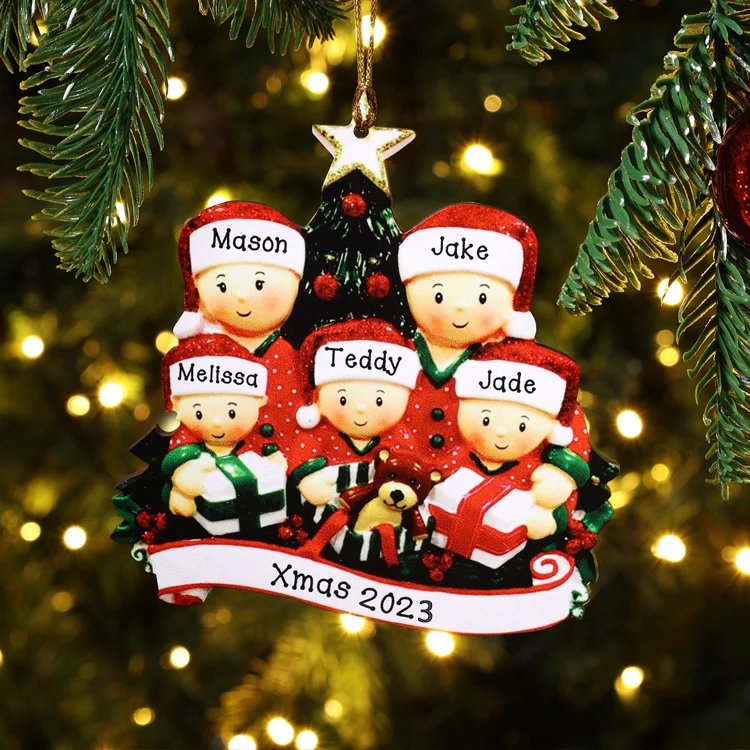 Family Christmas Ornament Custom 4 Names Hanging Ornament Gifts For Family