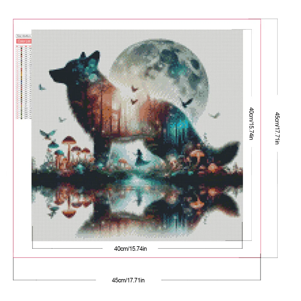 Diamond Painting - Full Square Drill - Wolf Silhouettes(Canvas|45*45cm)