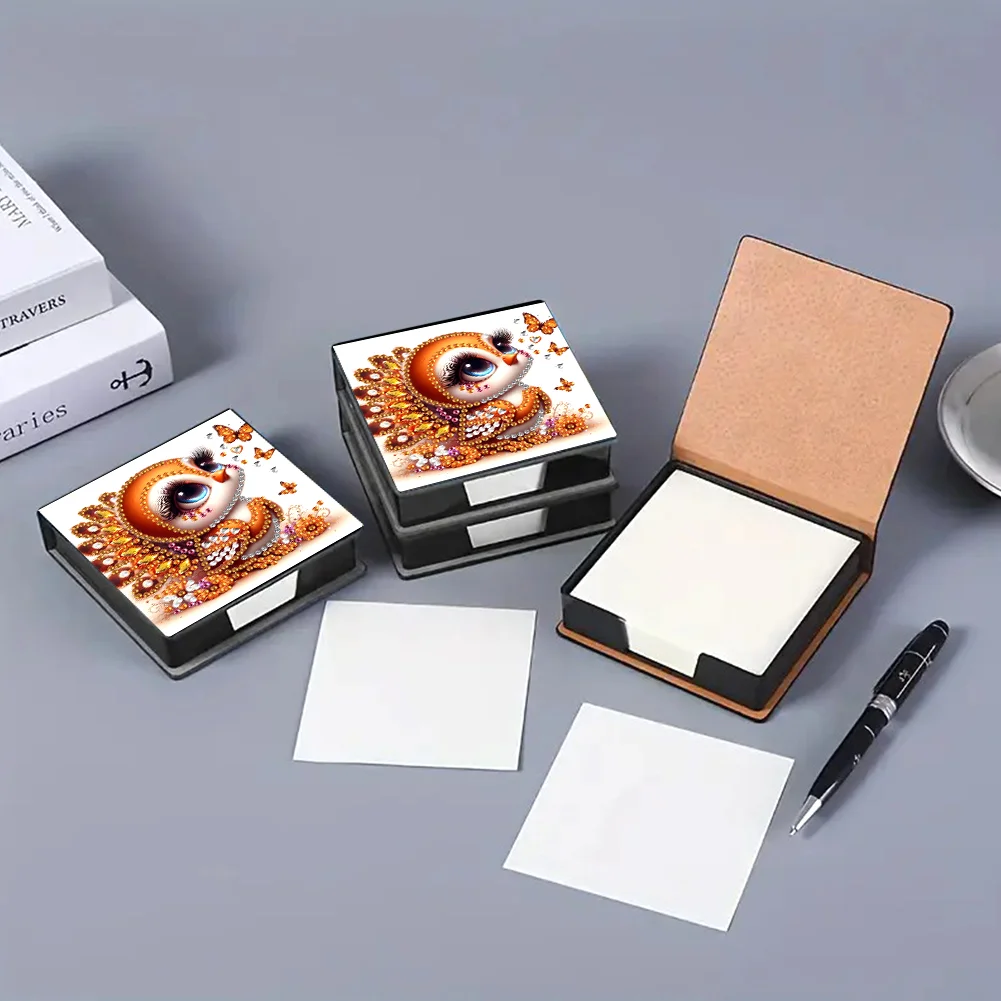 PU Bird Diamond Painting Notecard Box with Papers for DIY Art Craft
