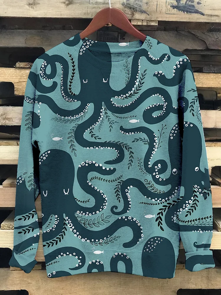 Fun Octopus Print Ladies Long Sleeve Top socialshop
