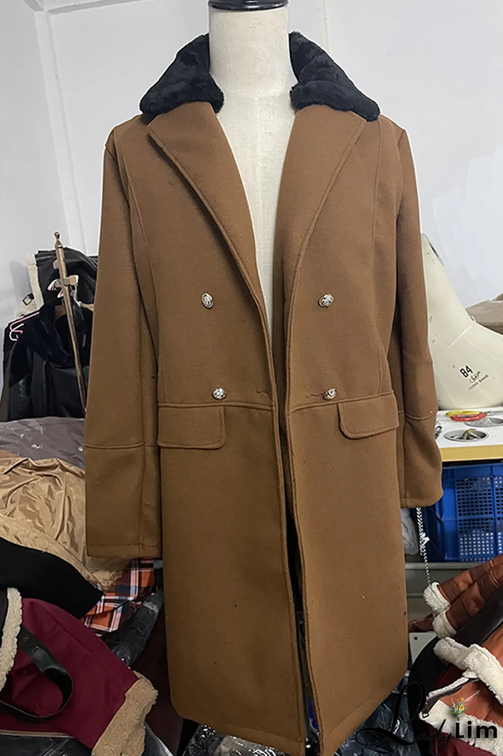Black Fashion Casual Patchwork Split Joint Buckle Turndown Collar Outerwear