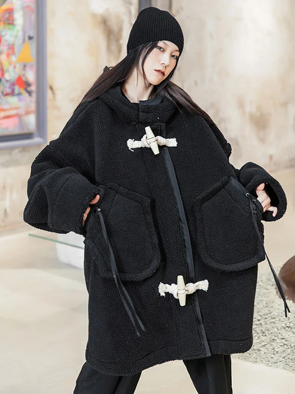 Urban Winter Loose Hooded Lamb Wool Outerwear