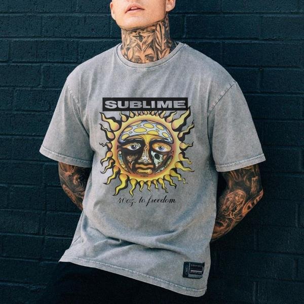Men's casual personality sun print t-shirt