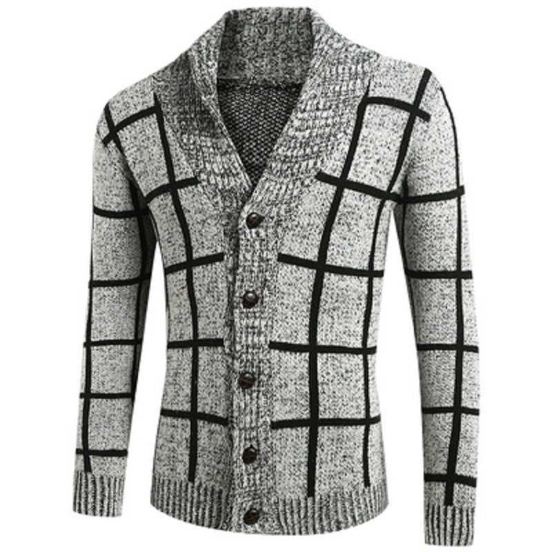Men's Casual Plaid Cardigan
