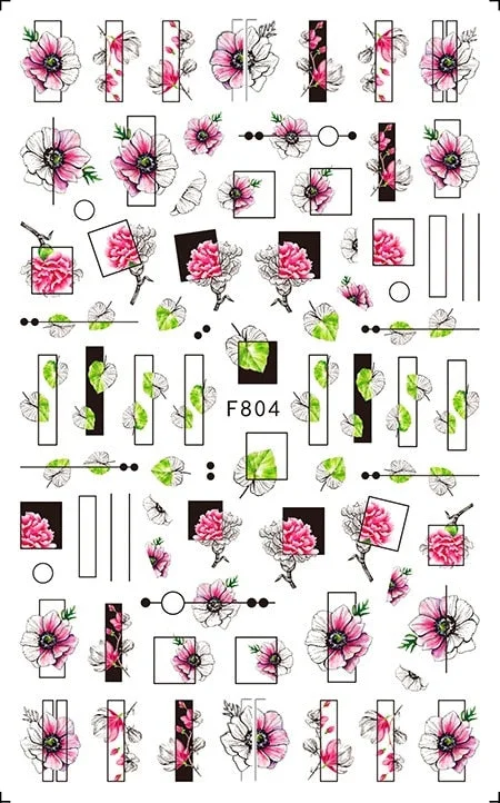 3D Flowers Charms Nail Art Decoration Stickers Geometry Leaf Floral Decorations Nail Design Gel Polish Summer Decals Wraps-Nail Inspo