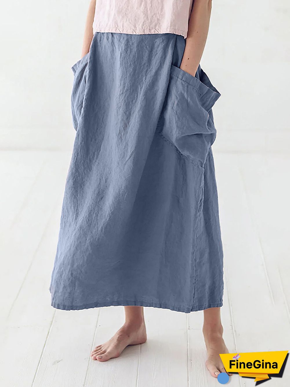 Marina Linen Elastic Waist Skirt