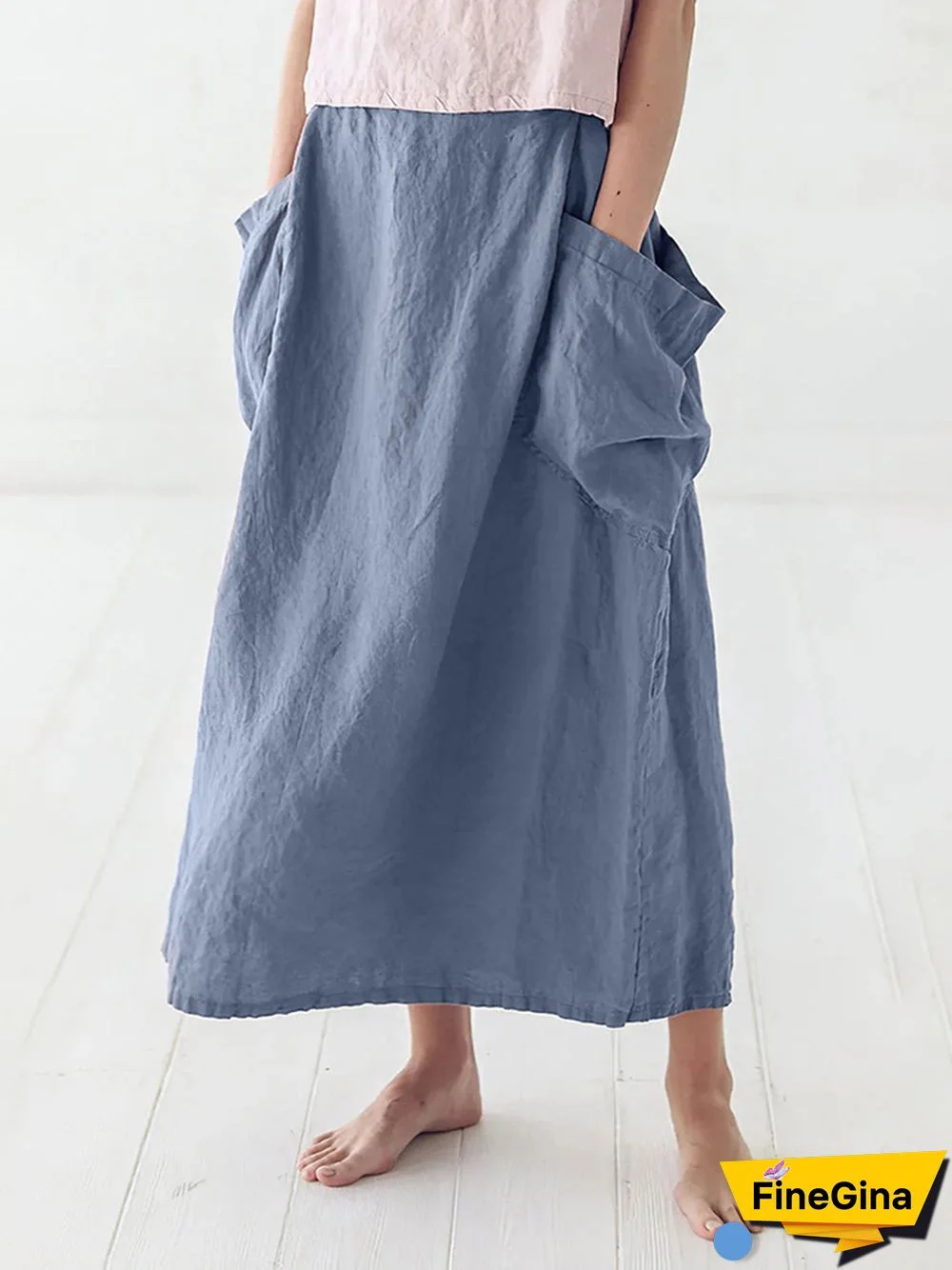 Marina Linen Elastic Waist Skirt