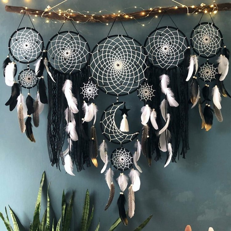 Dreamcatcher Moon And Stars Hanging Over The Bed