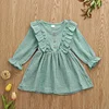 Kid Baby Girl Ruffles Solid  Linen Casual Dresses