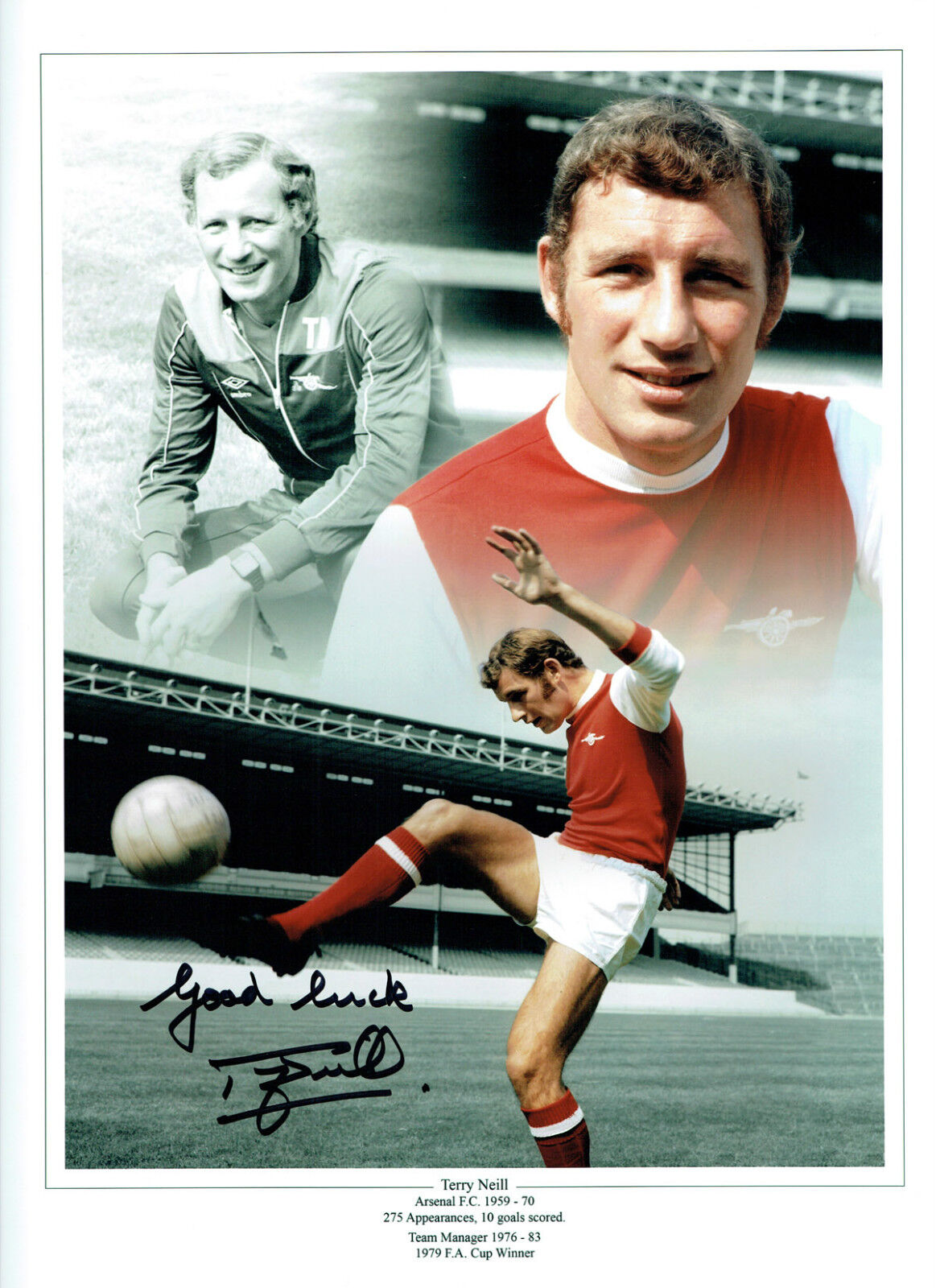 Terry NEILL Signed Autograph 16x12 Photo Poster painting AFTAL COA Arsenal Montage Football