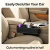 PU Leather Car Seat Organizer with Cup Holders 2 Hooks Auto Console Side Storage Box Universal Fit for Phone Sunglasses Accessories (Black 1Set)