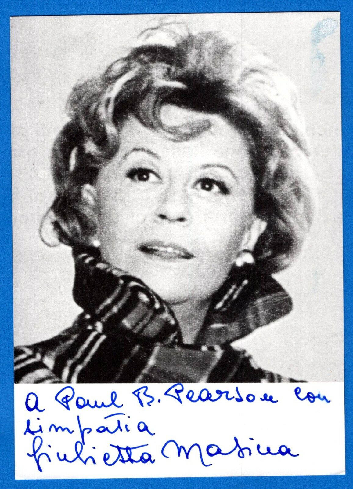 Giulietta Masina Italian Actress Hand Signed Autograph 4x5.75 Photo Poster painting