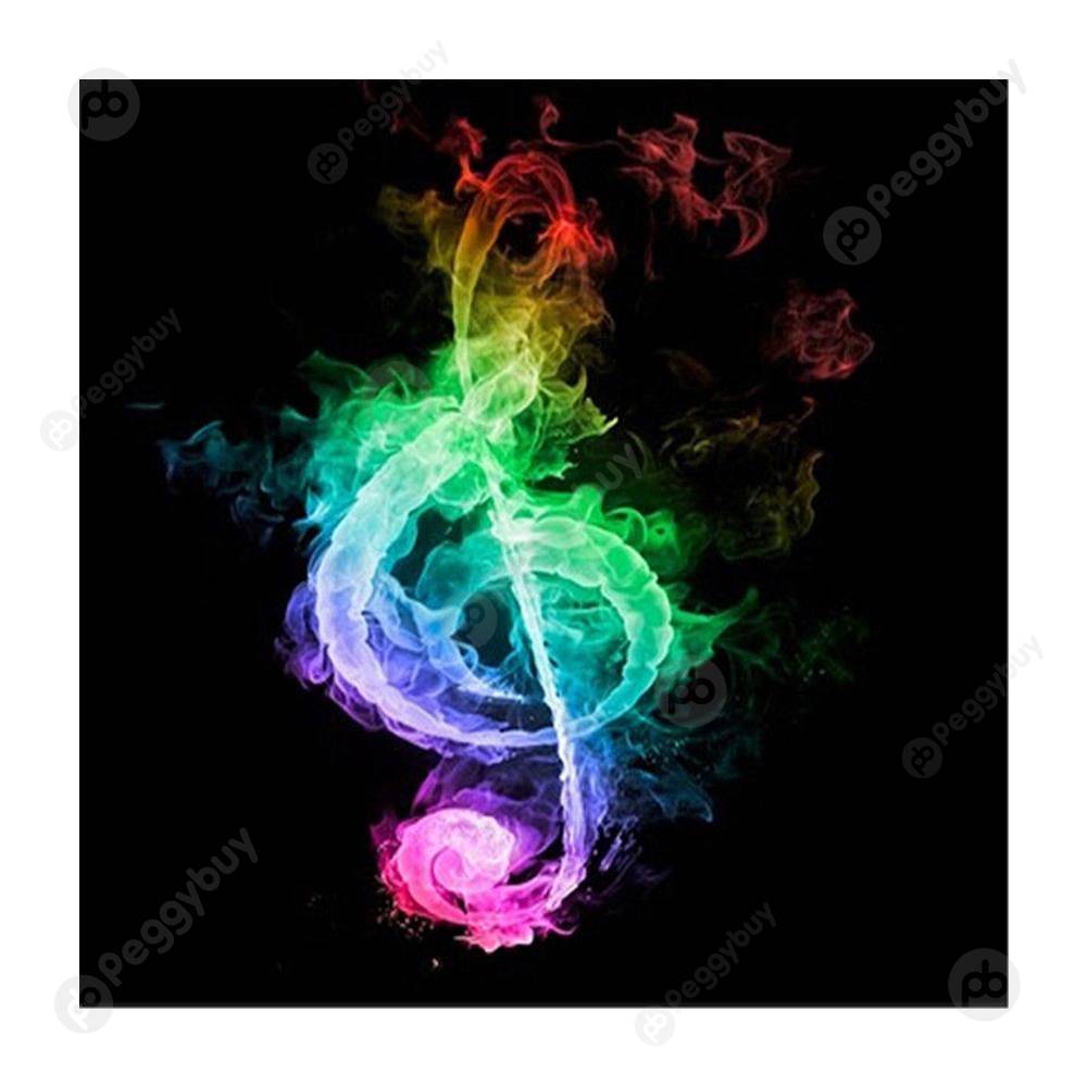 

30*30CM Round Drill Diamond Painting-Colorful Musical Note, 501 Original