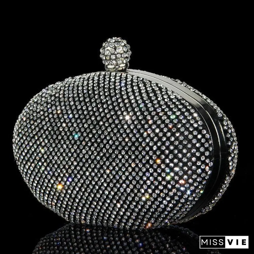 Women Oval Shape Shining Handbag