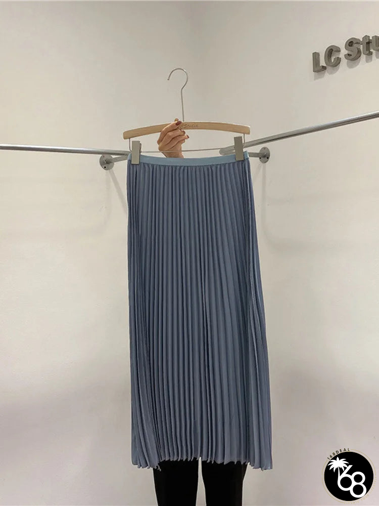 Women's Cotton High Waist Pleated Pattern Casual Wear Skirts | 168DEAL