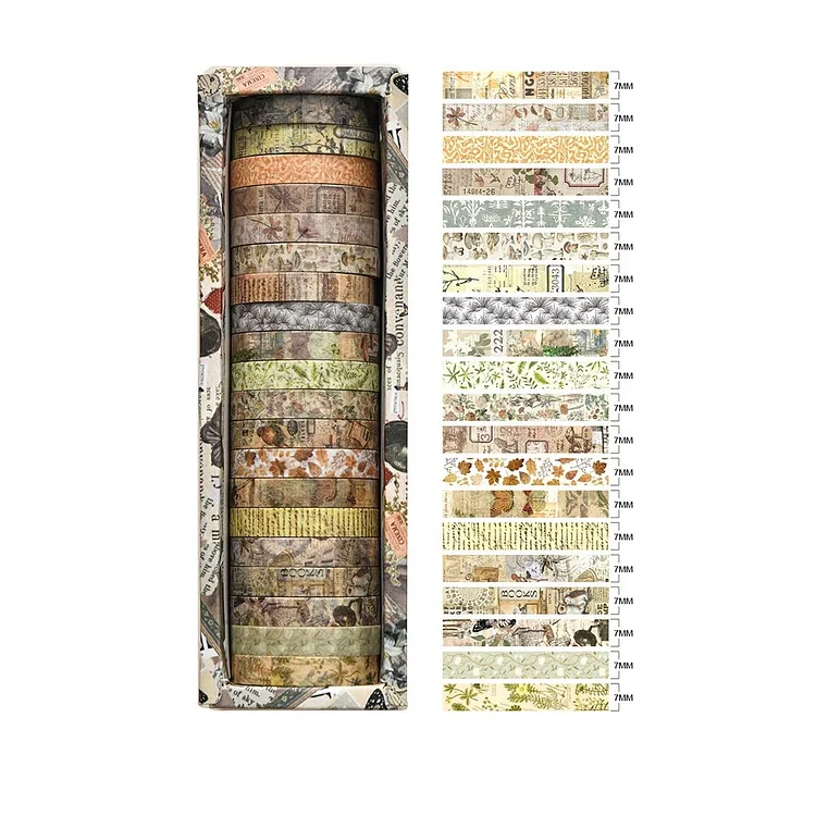 Journalsay 20 Rolls/set 7mm*200cm Meet for The First Time Series Vintage Plant Washi Tape Set 