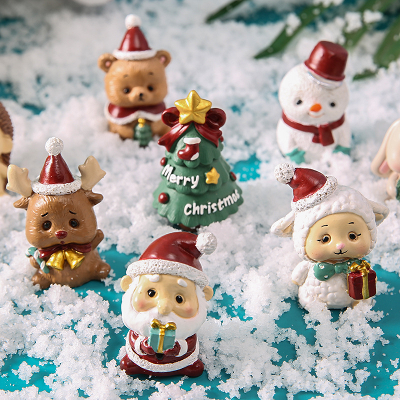 Christmas Decor Set - Santa & Tree Ornaments,  Miniature Scene Props