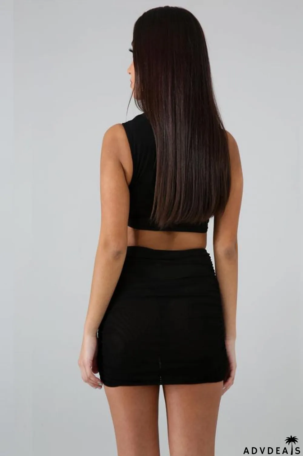 Fluorescent green Polyester Fashion Sexy Slim fit Two Piece Suits crop top Solid Fluorescent Skinny Sleeveless Two-Pi