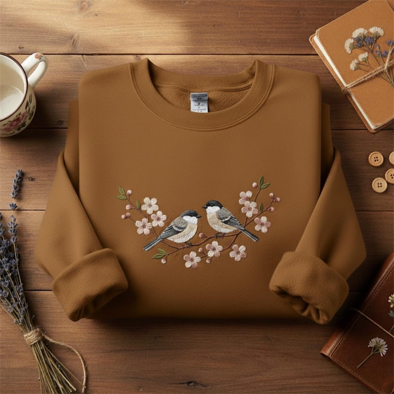 Woodland Birds Embroidered Sweatshirt wearshes