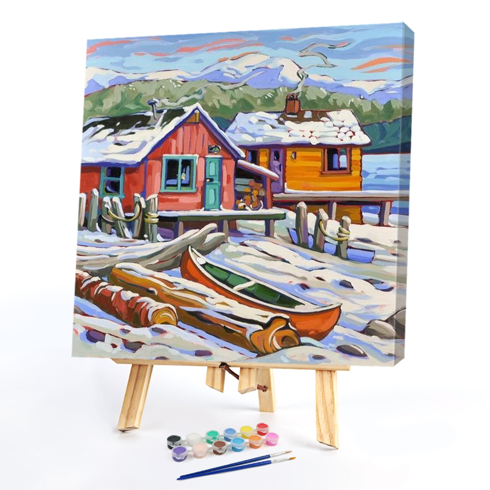 

20*20CM - Paint By Numbers - Snow Village, 501 Original