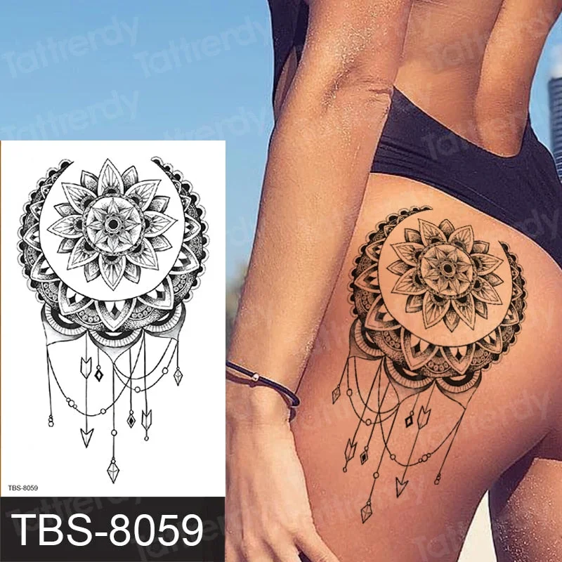 black henna tattoo sticker flower lace mandala temporary tattoo stickers body art sexy arabic indian tattoo decal stretch lotus