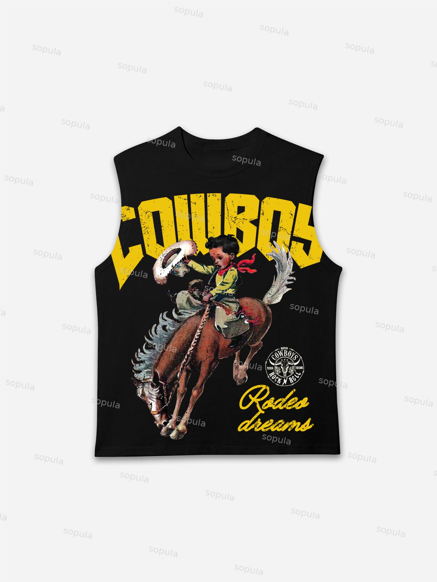 Cowboy Rodeo Dreams Print Tank Top - Sopula｜Premium Graphic Tees & Graphic Clothing