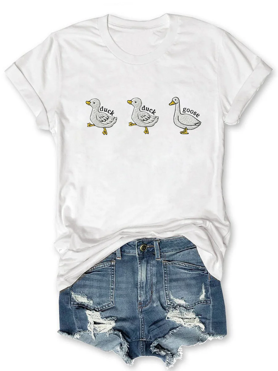 Eagerlys DUCK, DUCK, GOOSE EMBROIDERED SILLY GOOSE T-Shirt Eagerlys