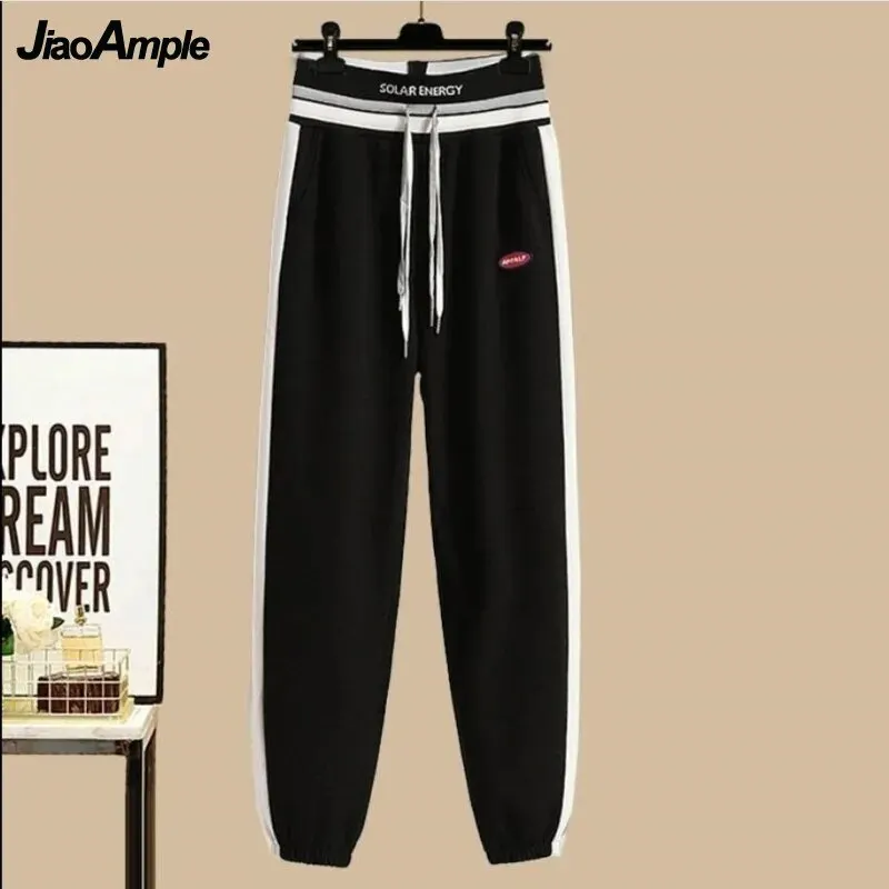 Brownm Women's Autumn Winter Tracksuit 2023 New Korean Striped Zip Sweater Blouse + High Waist Casual Pants Sportswear Two Piece Suit