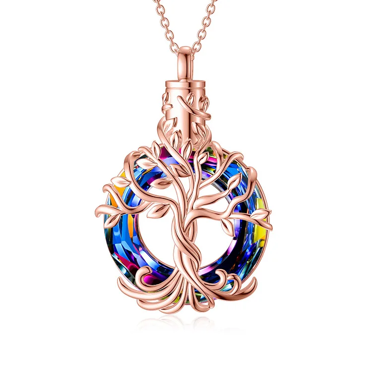 Memorial - S925 Mother is the Family Root Crystal Urn Necklace