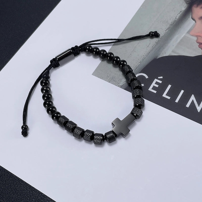 Jewelry Hip-Hop Cross Stainless Steel Patchwork Bracelets