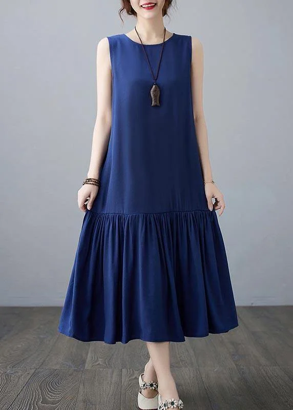Plus Size Blue Ruffles A Line Summer Robe Dresses