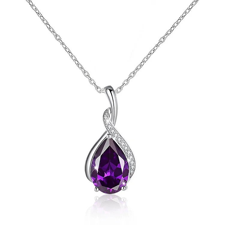 S925 Thank You For Being An Awesome Mother-in-law Purple Water Drop Necklace