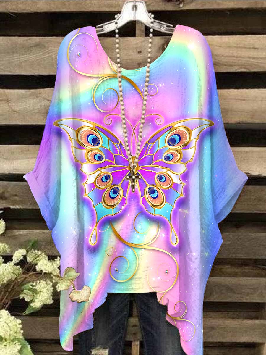 Women's Gradient Butterfly Printed Fashion Tops