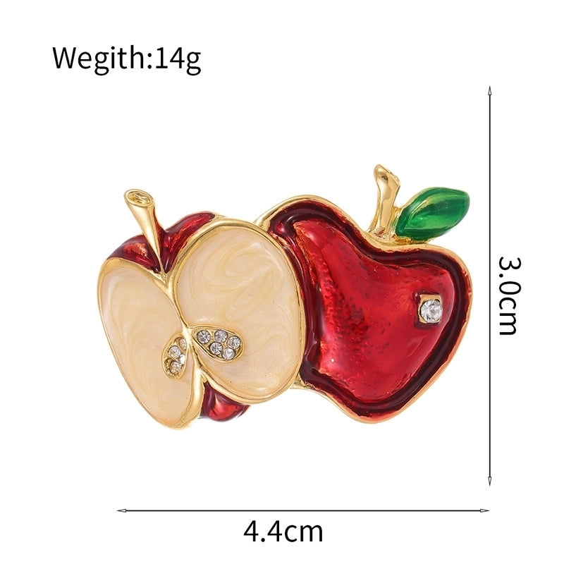 Sweet Pin Apple Alloy Enamel Plating Inlay Rhinestones Unisex Brooches