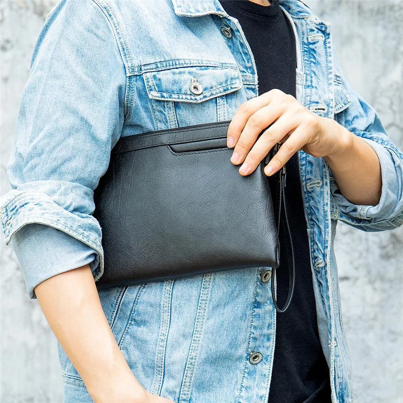 Mens Fashion Casual Soft Plain Business Multipurpose Clutch Bags