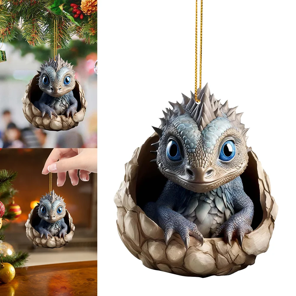 Christmas Dragon Baby Egg Ornaments Acrylic Dragon Egg Pendants for Car Backpack