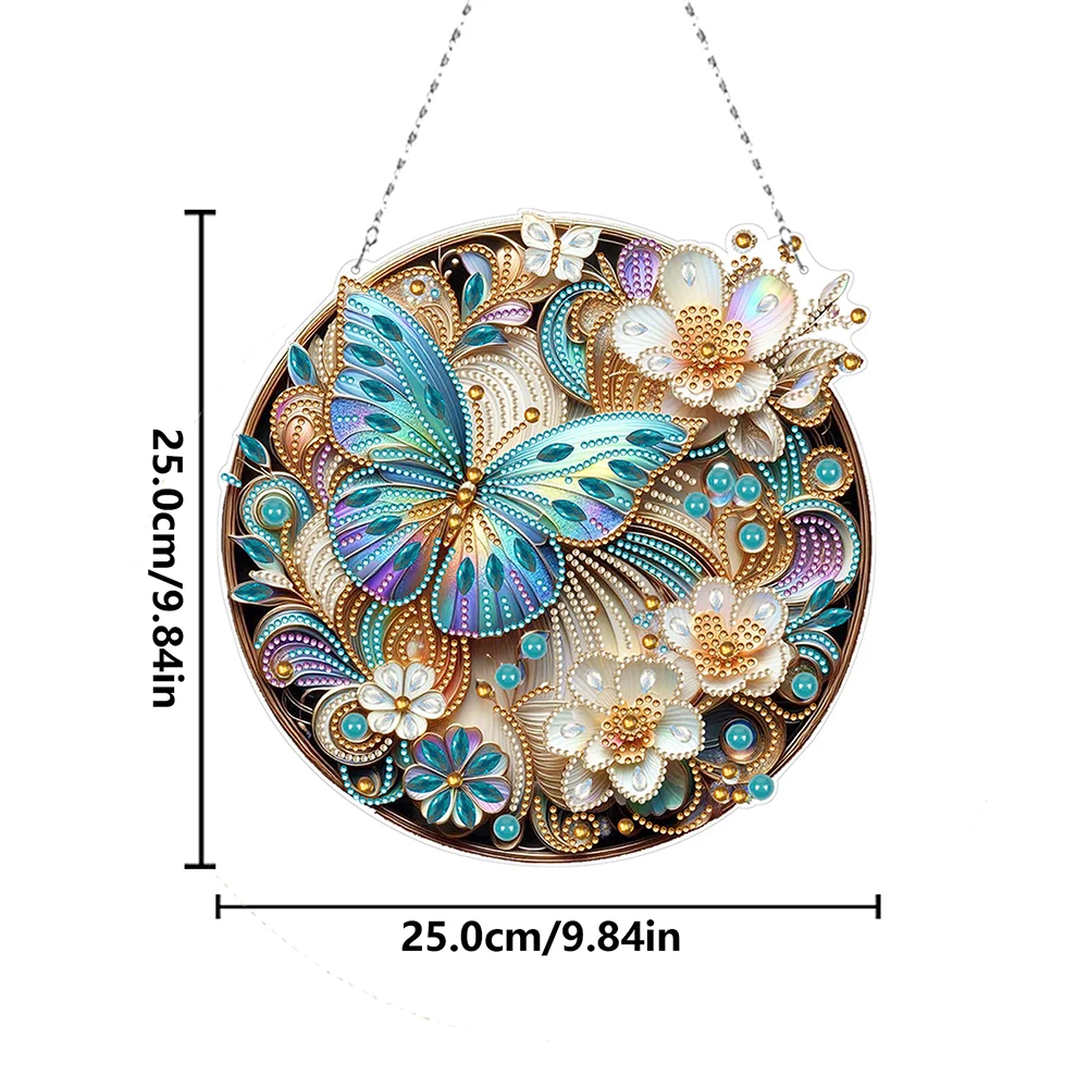 DIY Flower Butterfly Acrylic Special Shape Diamond Art Pendant for Wall Window Art Crafts