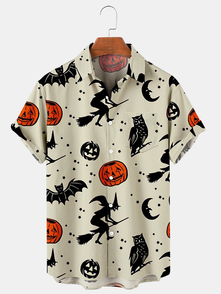 Men's Casual Halloween Print Shirt