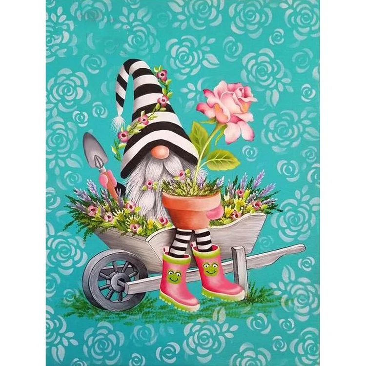 Hold Flowerpot Gnome - Full Round Drill Diamond Painting - 30x40cm(Canvas)