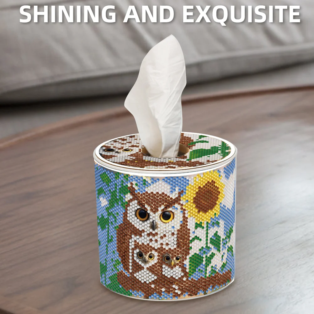 Owl DIY Diamond Painting Handmade Tissue Holder Rhinestones Crystal Tissue Box