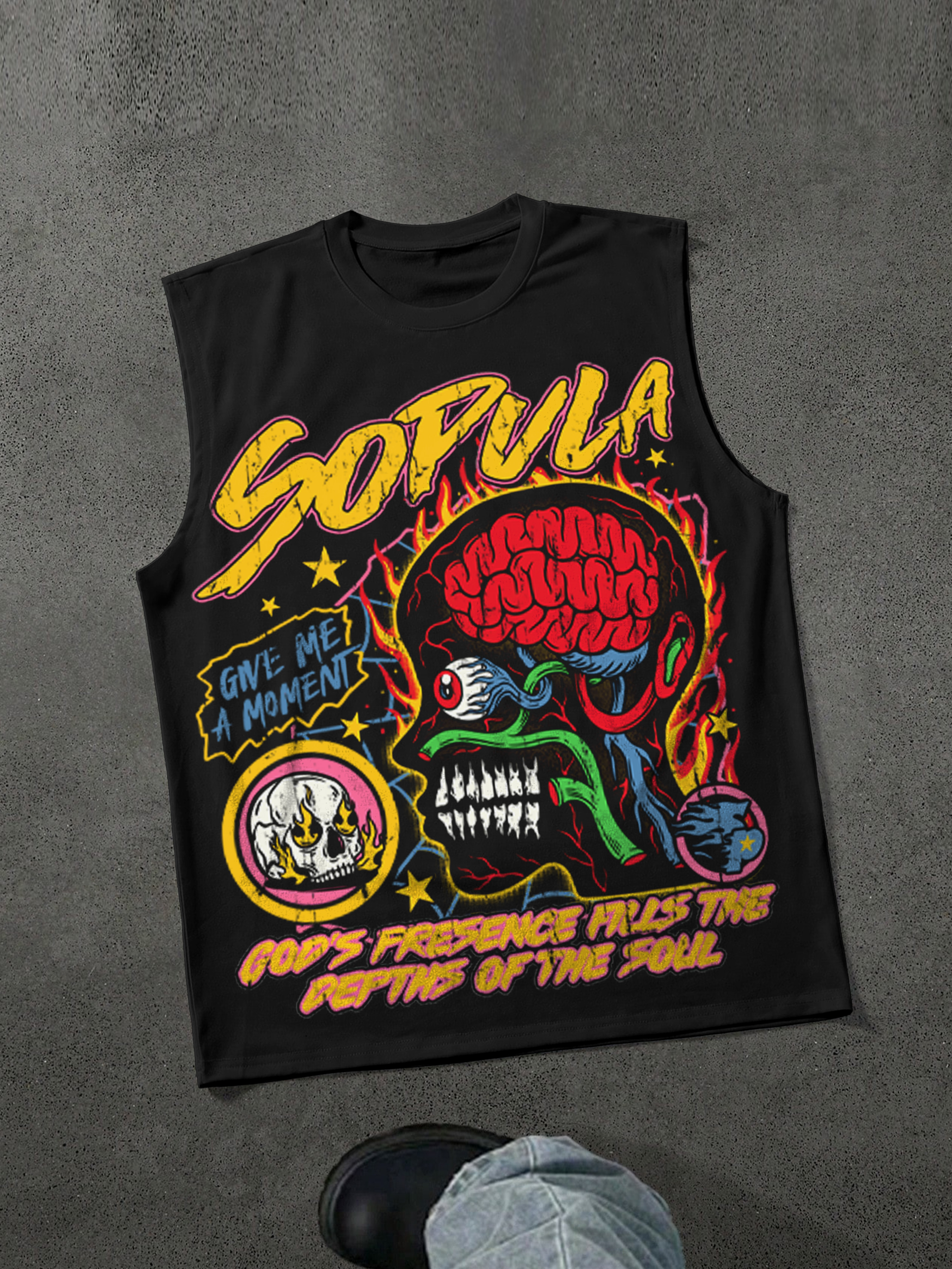 Sopula Studio Men's Burning Soul Graphics Cotton Tank Top