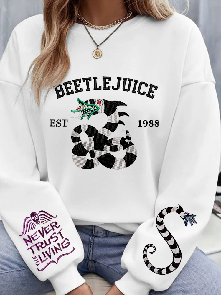 Halloween Horror Movie Embroidered Comfy Sweatshirt