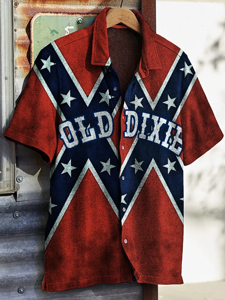 Men's Old Dixie Southern Pride Rebel Flag Short Sleeve Shirt