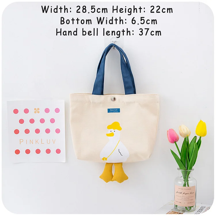JOURNALSAY Cute Duck Canvas Hand Carrying One Shoulder Messenger Bag