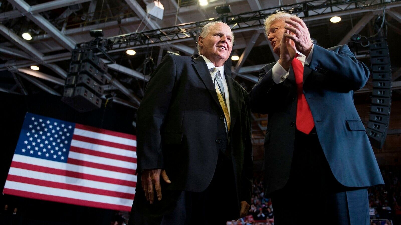 PRESIDENT DONALD TRUMP & RUSH LIMBAUGH OFFICIAL WHITE HOUSE 8.5X11 Photo Poster painting REPRINT