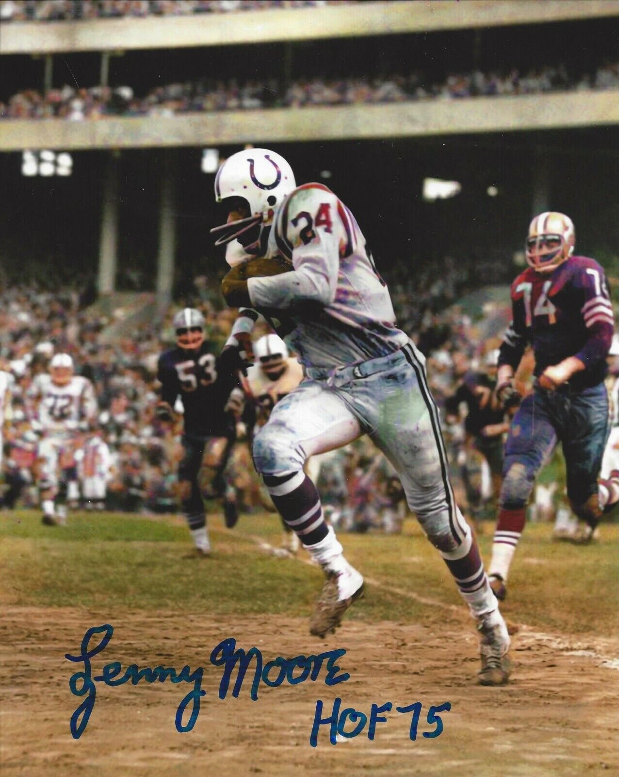 Lenny Moore Autographed 8x10 Baltimore Colts HOF#3