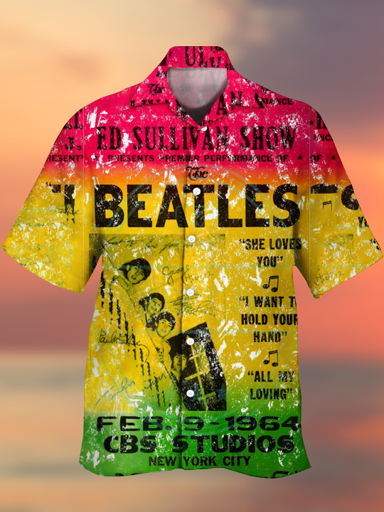 Colorful Graffiti Band Portrait Men's Shirt PLUSCLOTHESMAN